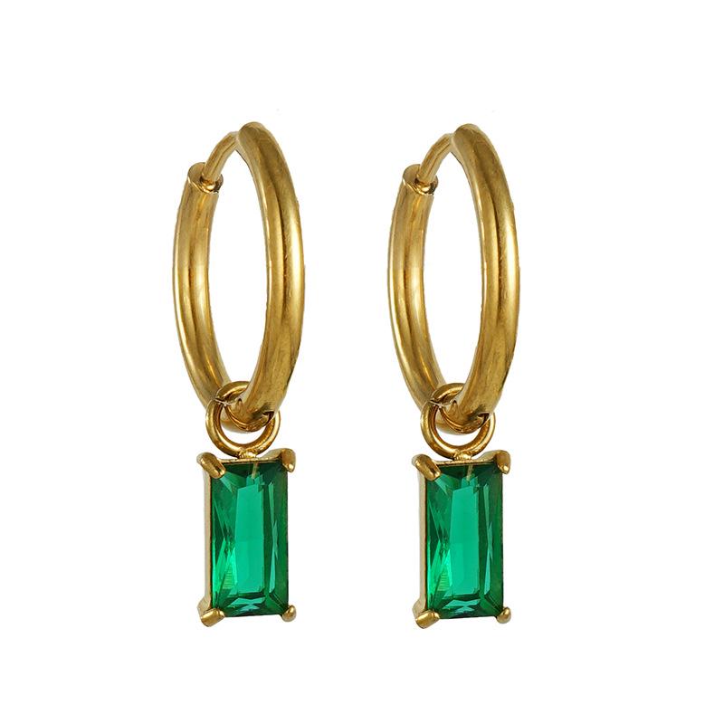 2023 Trendy 18K Titanium Steel Zircon Colorful Ear Hoops - European & American Design Women's Earrings