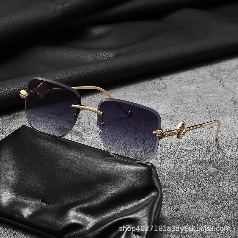 New European and American Frameless Fashion Snakehead Sunglasses, UV Sunglasses, Women's Personalized Styling Sunglasses
