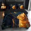 Bettwäsche-Set mit Digitaldruck Dreamy Katze Silhouetten-Design Thema Vollpolyester-Fleece Digital bedrucktes Bettbezug-Set