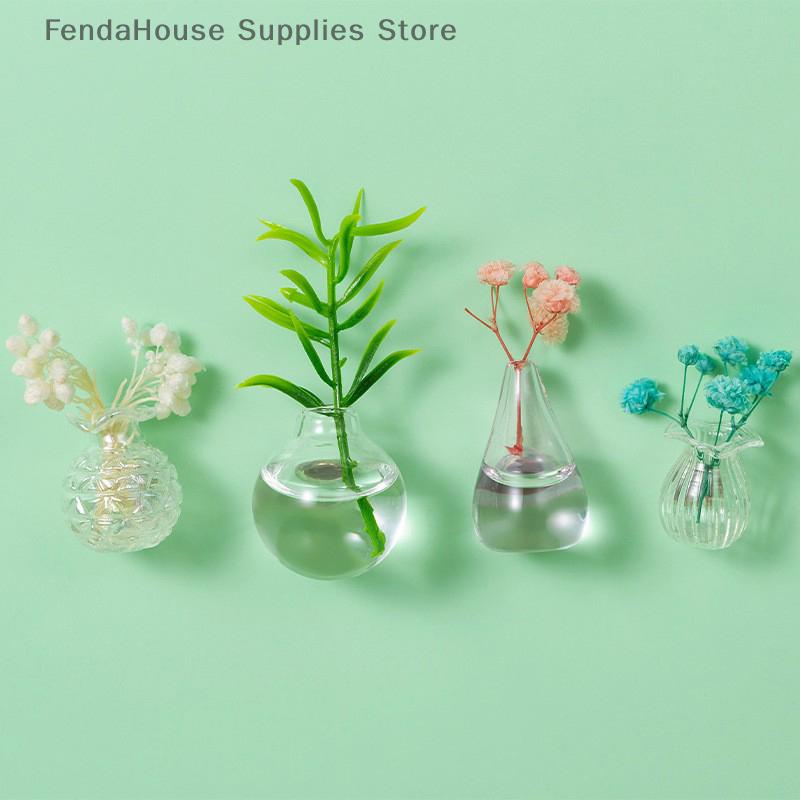 Mini-Glasvase Kühlschrankmagnet DIY Porzellanvase Blumen Kühlschrank-Nachrichtenaufkleber Pflanzenmagnet Grünes Geschenk Küche