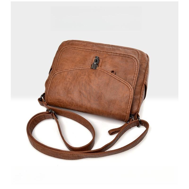Dámská měkká PU kůže Vintage stylová crossbody taška