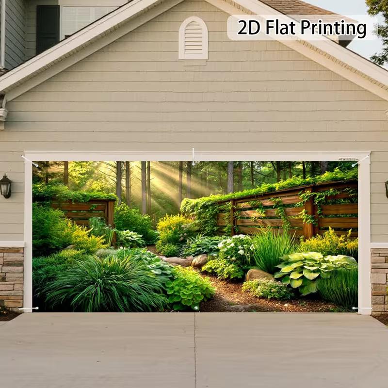 2D Üppiger Pflanzen-Garten-Hintergrund für Ästhetische Außen- und Balkondekoration