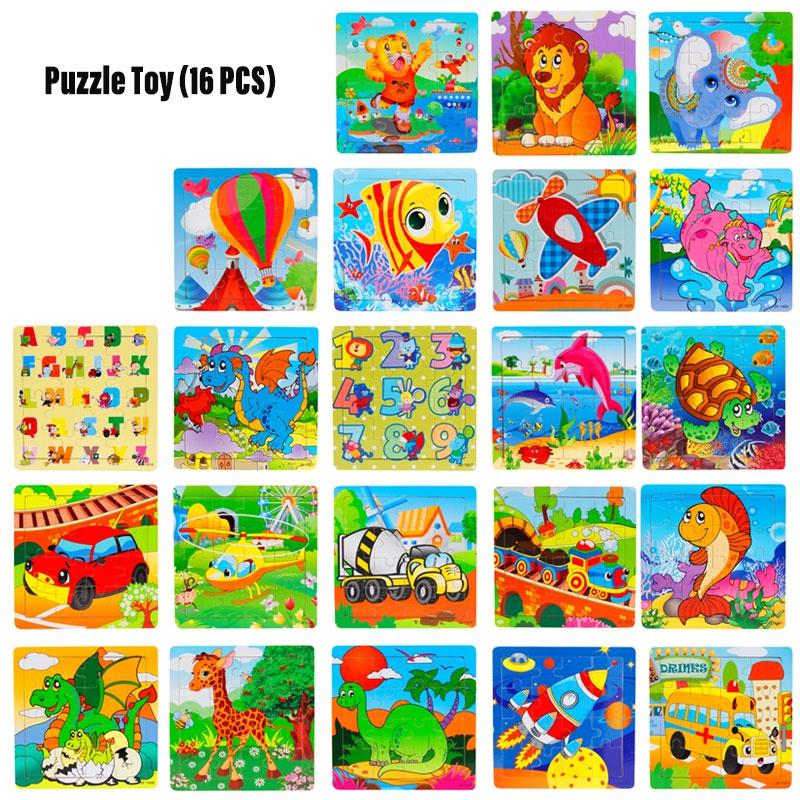 Animal-themed Wooden Puzzle Cards For Toddlers Set Of 16 Educational And Interactive Jigsaw Toys