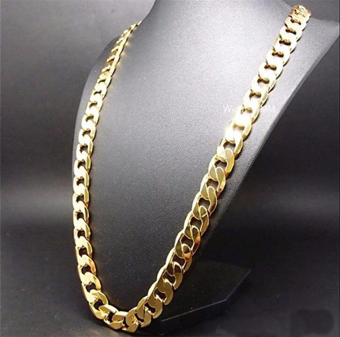 Pure Gold Color Necklace Jewelry, 18K Gold 10mm Heavry Necklace for Men 20'',22'',24'',26'',28'',30"
