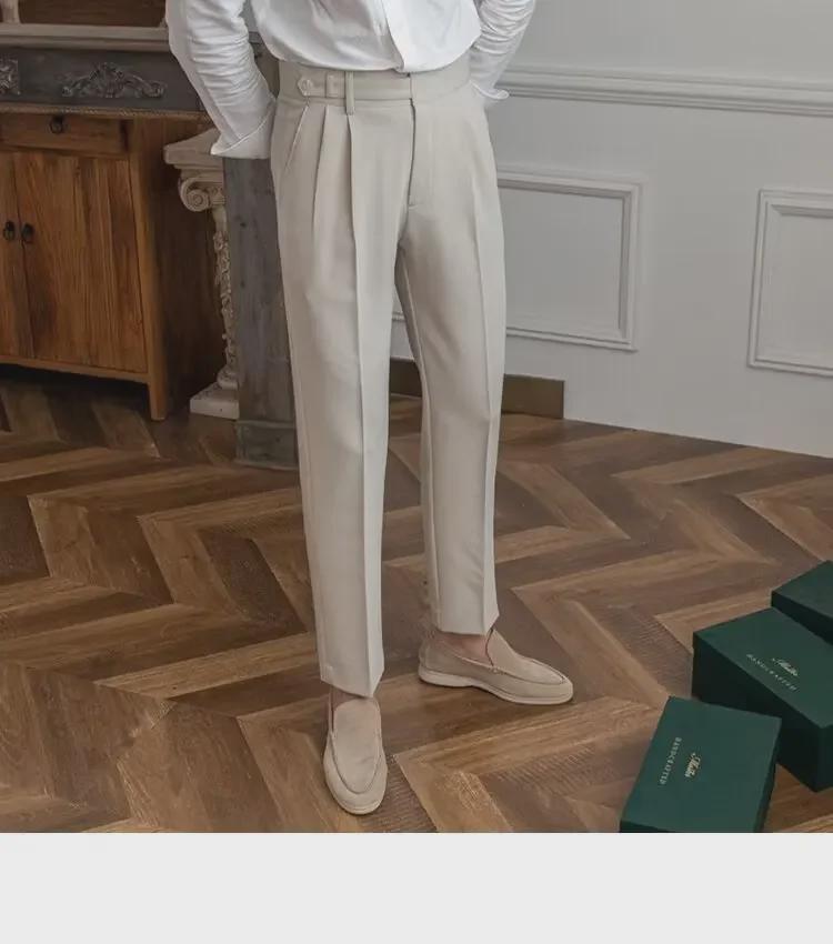 Men's 2024 Spring Collection: High-End Wide-Leg Straight Suit Trousers - Trendy, Casual, Draped Fit