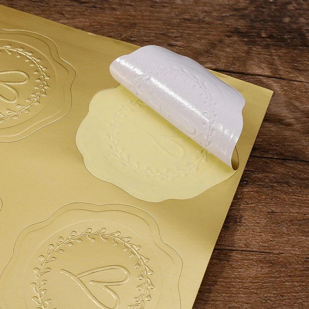 Rose Pattern Heart Sticker 3D Embossed Self-Adhesive Seal Label Invitation Card
