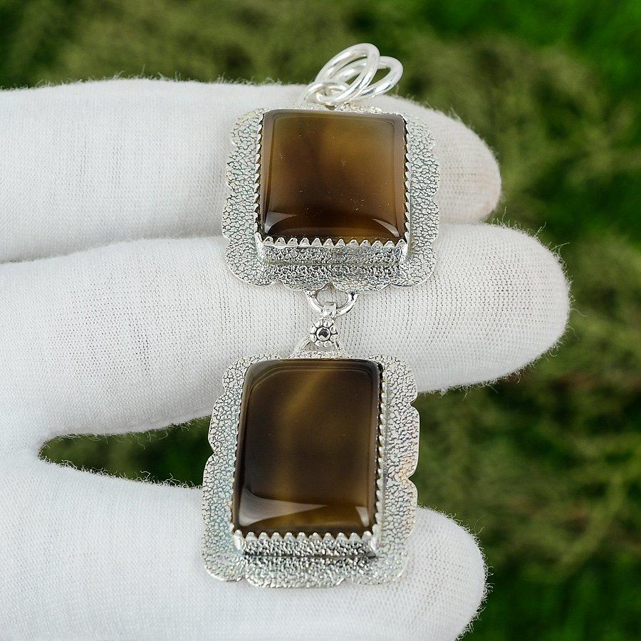 Natural Montana Agate Gemstone Pendant 925 Sterling Silver Jewelry For Women