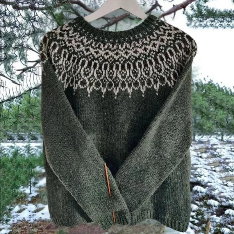 2025 Frühling Gestrickter Damenpullover Druck O-Ausschnitt Langarm Lässig Locker Pullover Damen Winter Elegant Trendige Damenkleidung