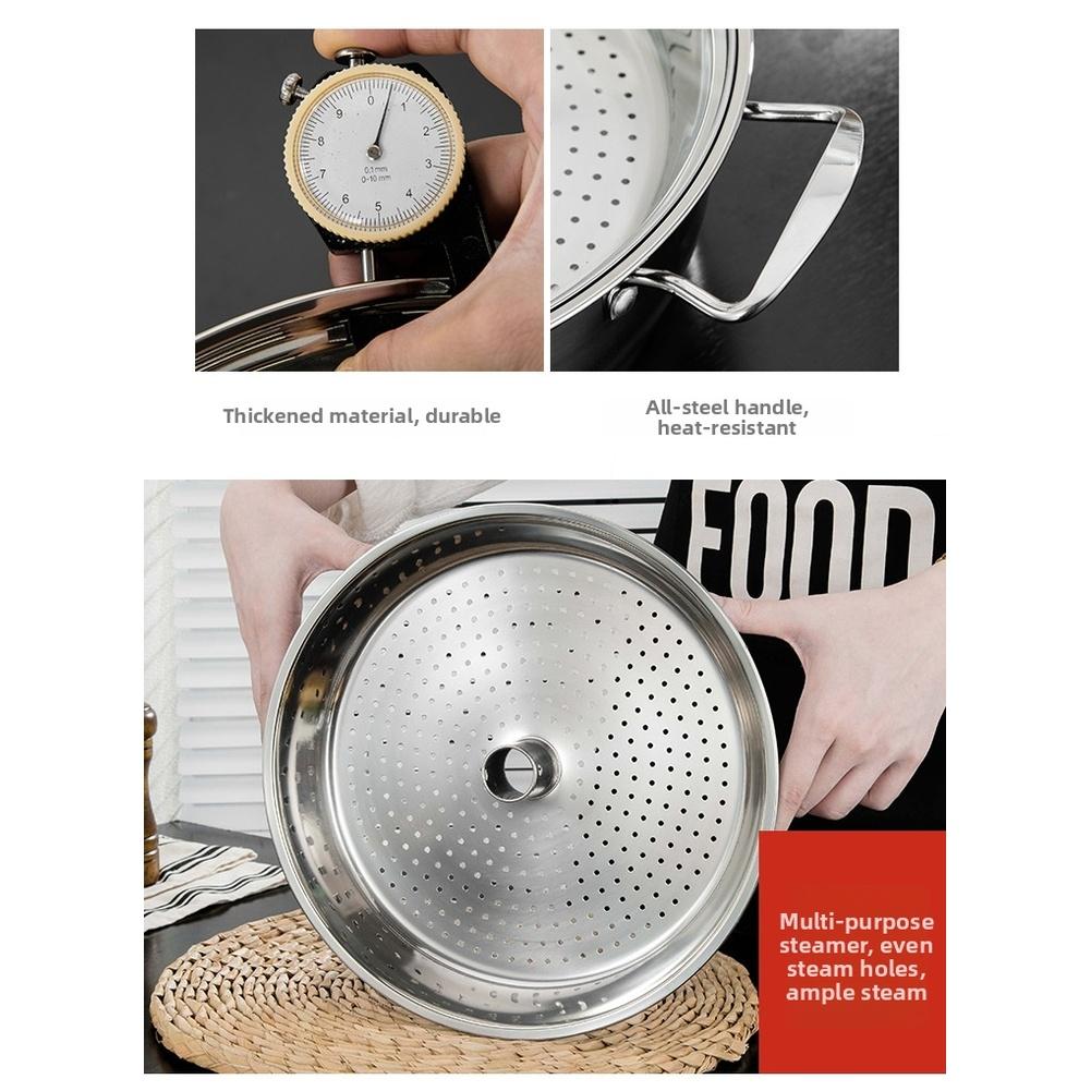 1 Set Steamer Stainless Steel Steamer Pot For Seafood Multi Function Sauna Hot Pot With Lid Kitchen Cooking Tools Cookware