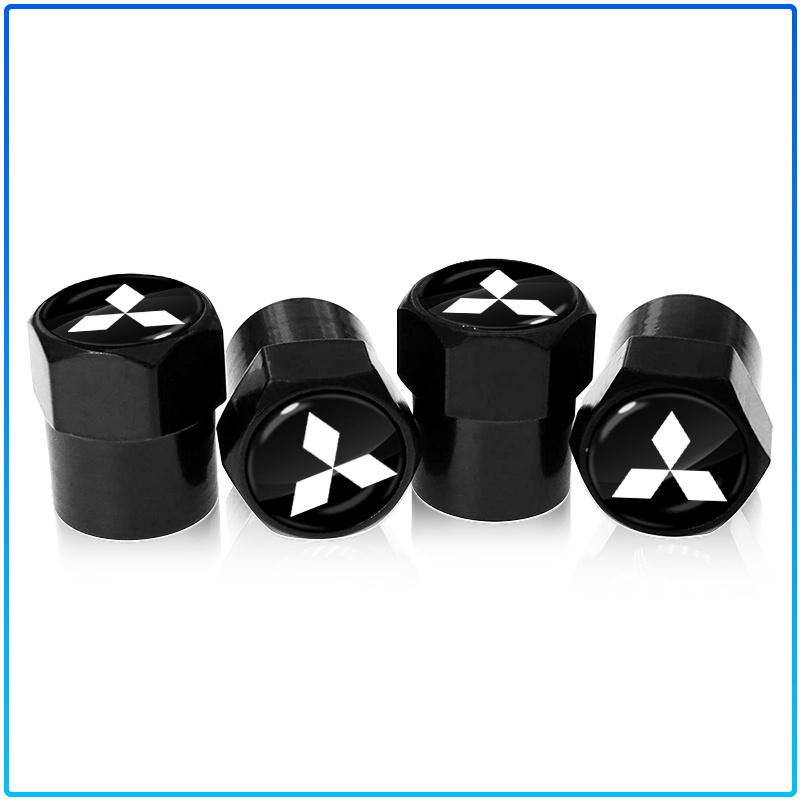 For Mitsubishi Lancer 7 8 I200 Pajero Montero Sport Outlander ASX Mirage Eclipse 4Pcs Car Styling Tire Valve Covers Auto Badge Dust Caps