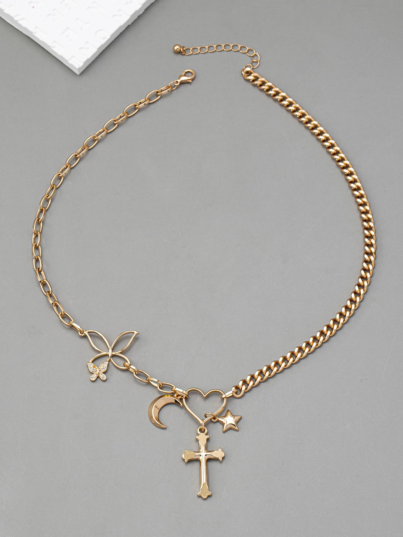 

Модное ретро популярное ожерелье с крестом 2024 новое персонализированное ожерелье на ключицу для женщин