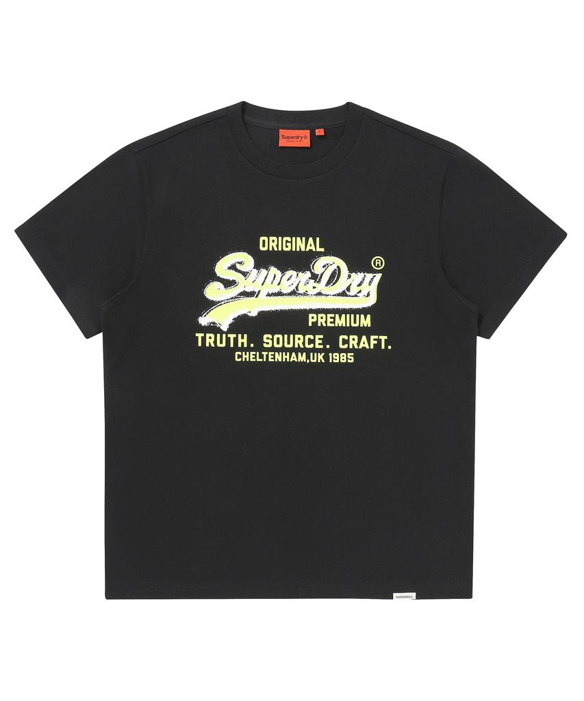 Syupeodeulai Sprayed Vintage Logo T-Shirt Black Sduiscp91Blk