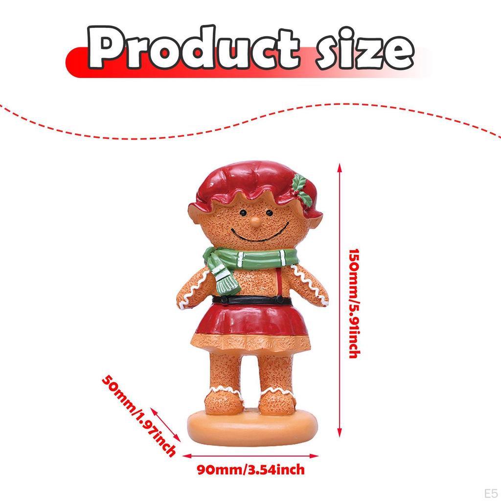 Christmas Gingerbread Decoration Ornament Cute Decorative Sculpture Resin Figurine for Mantel,