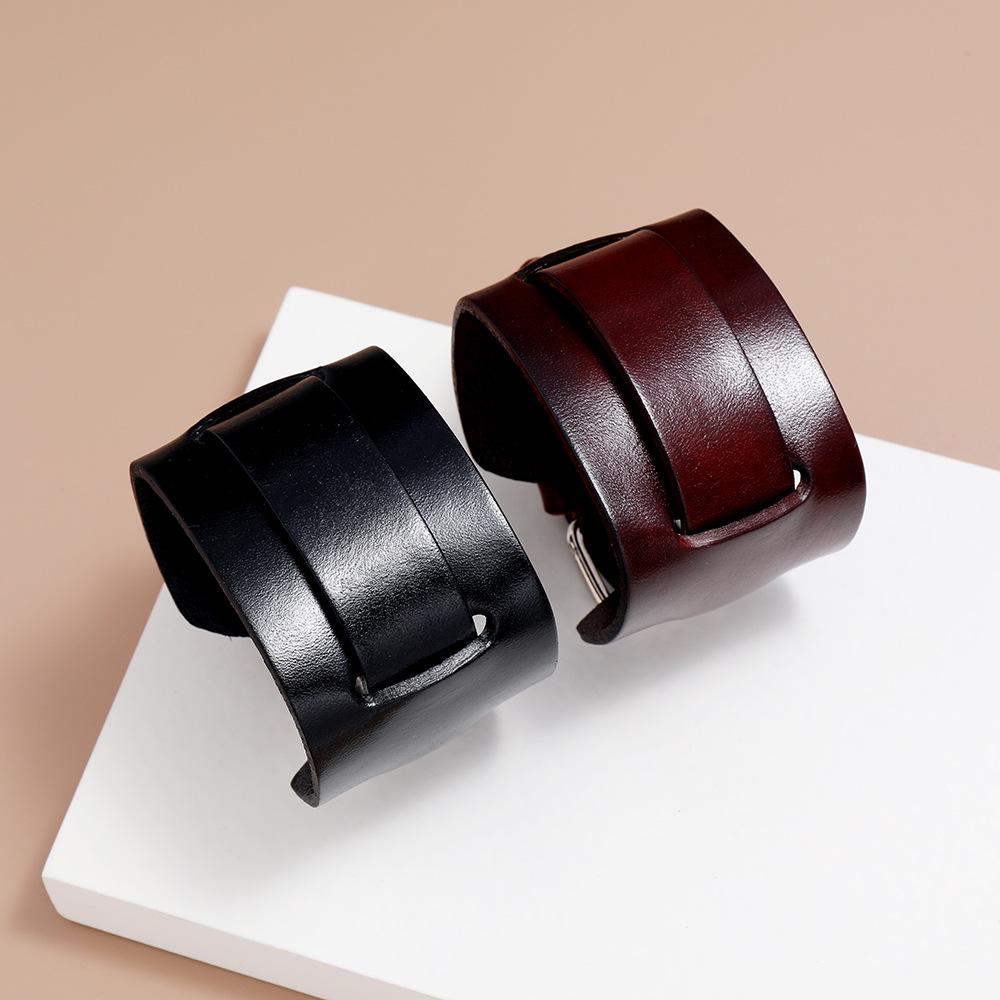 Unisex Adjustable Punk Leather Bracelet: European & American Cowhide Wristband New Style