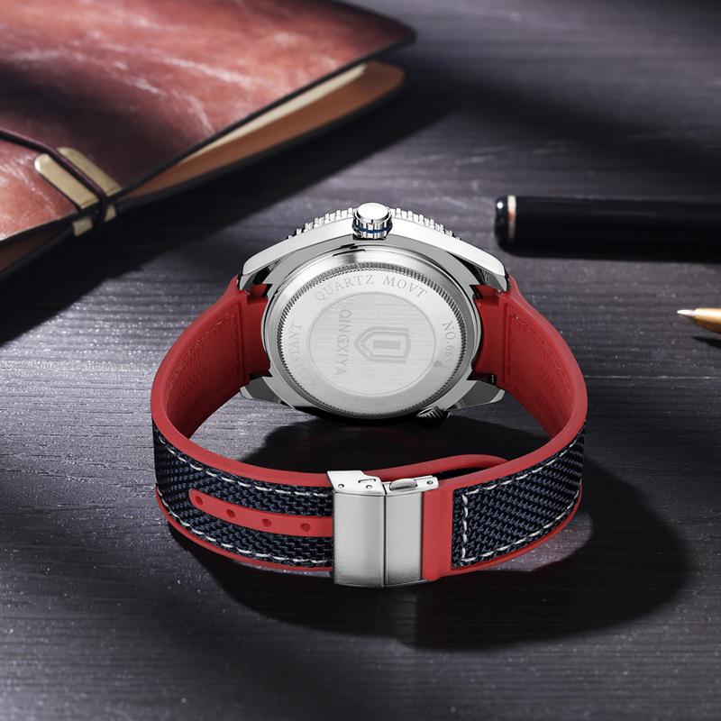 QINGXIYA Men's Waterproof Sports Quartz Watch with Silicone Strap and Luminous Calendar