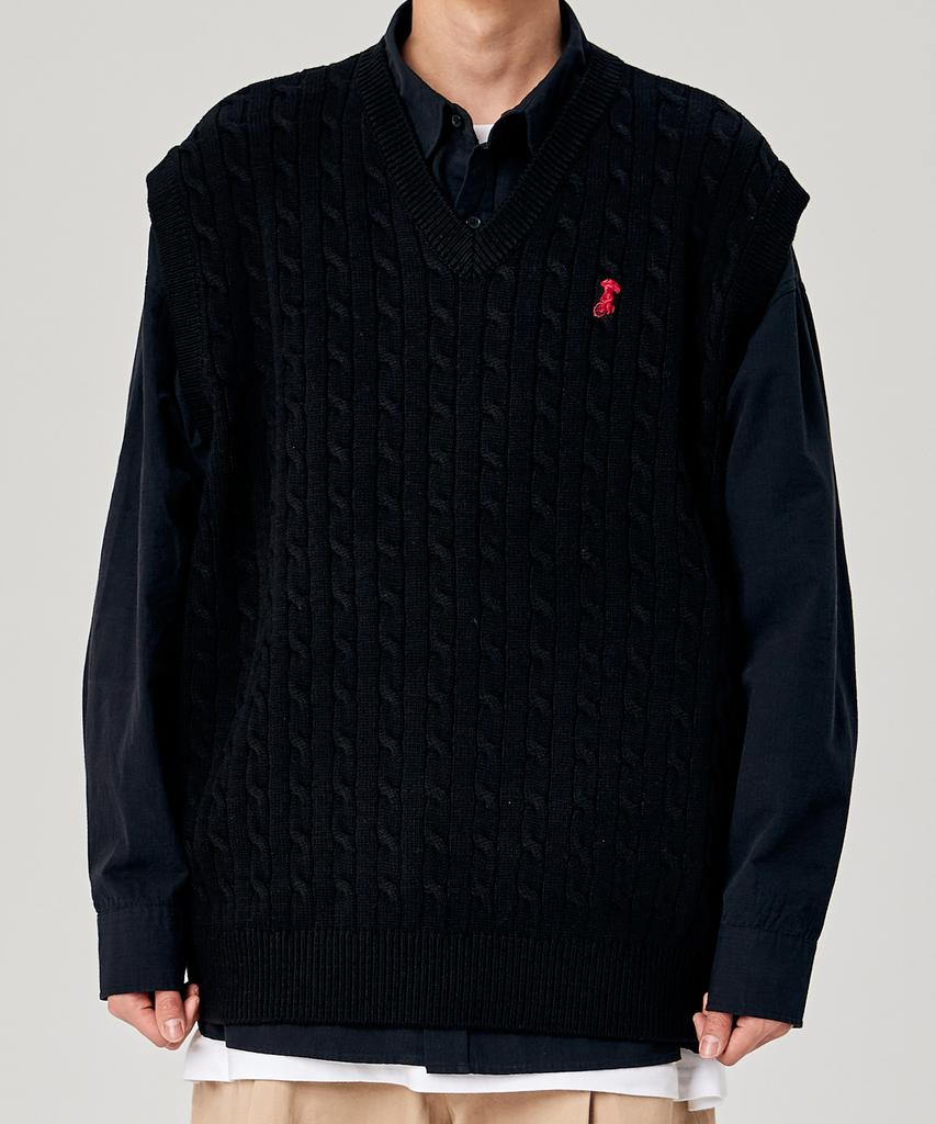 Takeasy Cable Smolaku Knit Vest (Black)