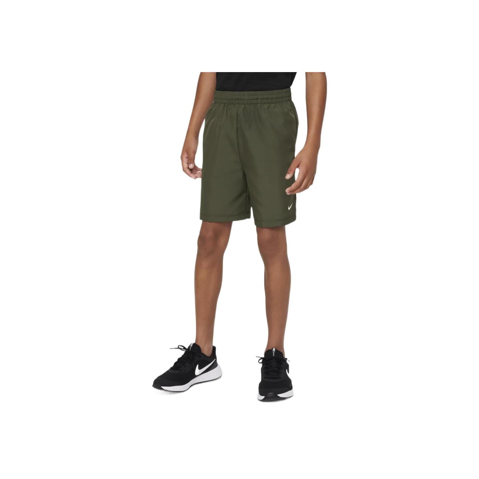 Nike Dri-FIT Мульти Однотонные Шорты Детские с Эластичным Поясом и Принтом Логотипа Шорты Детские Хаки DX5382-325 M