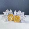 BELLA BOX Luxus Prinzessin Quadratische Gelbe CZ Ohrstecker für Frauen Helle Accessoires Schöne Weibliche Ohrringe Party Modeschmuck