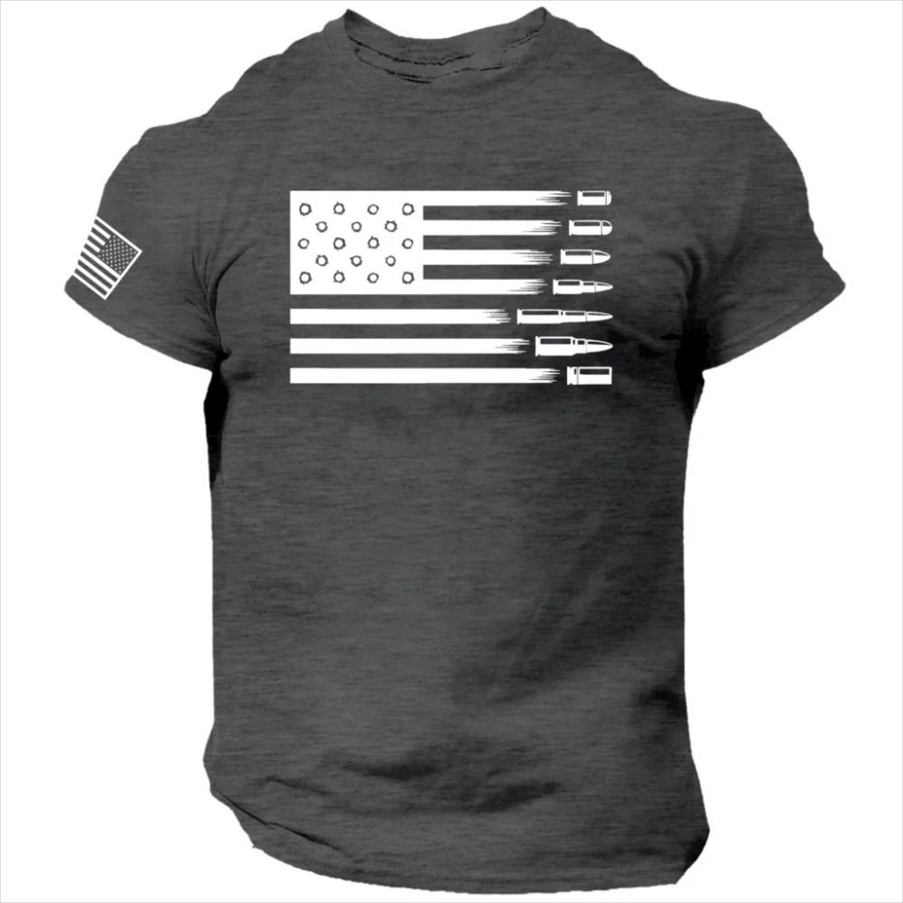 3D Printing Military Patriotic Abandoned Skull Men's T-Shirt Short Sleeve T-Shirt Sportswear 26 Tops Short T-Shirt
