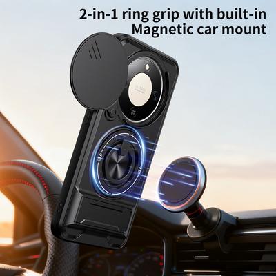 Funda for Honor Magic 8 Lite 5G Case Rotatable Slide Camera Protection Ring Stand Shockproof Cover Capa Funda