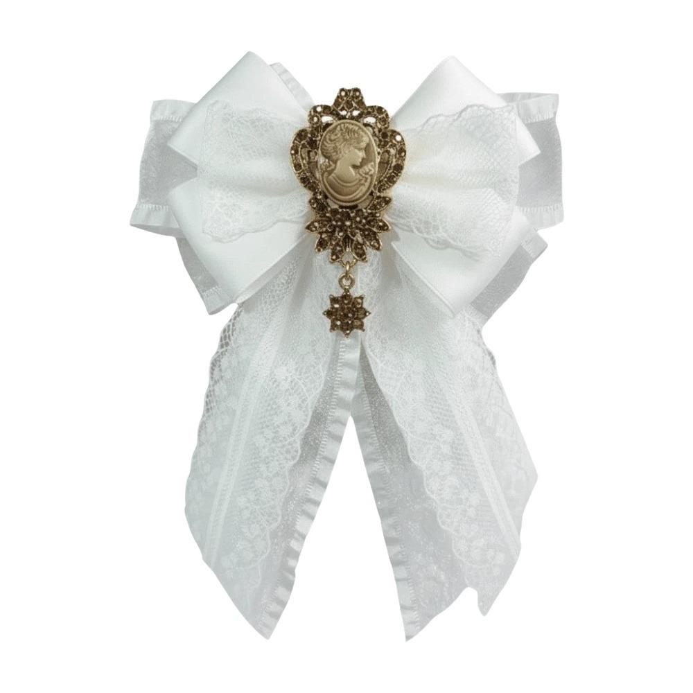 

Solid Color Lace Ribbon Bow Tie Zinc Zinc Alloy Decoration Shirt Tie JK Uniform Decoration білий