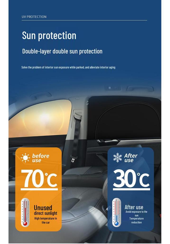 Double Layer Sun Shade with Zipper: Insulated, Breathable Privacy Curtain for Self-Driving Tours