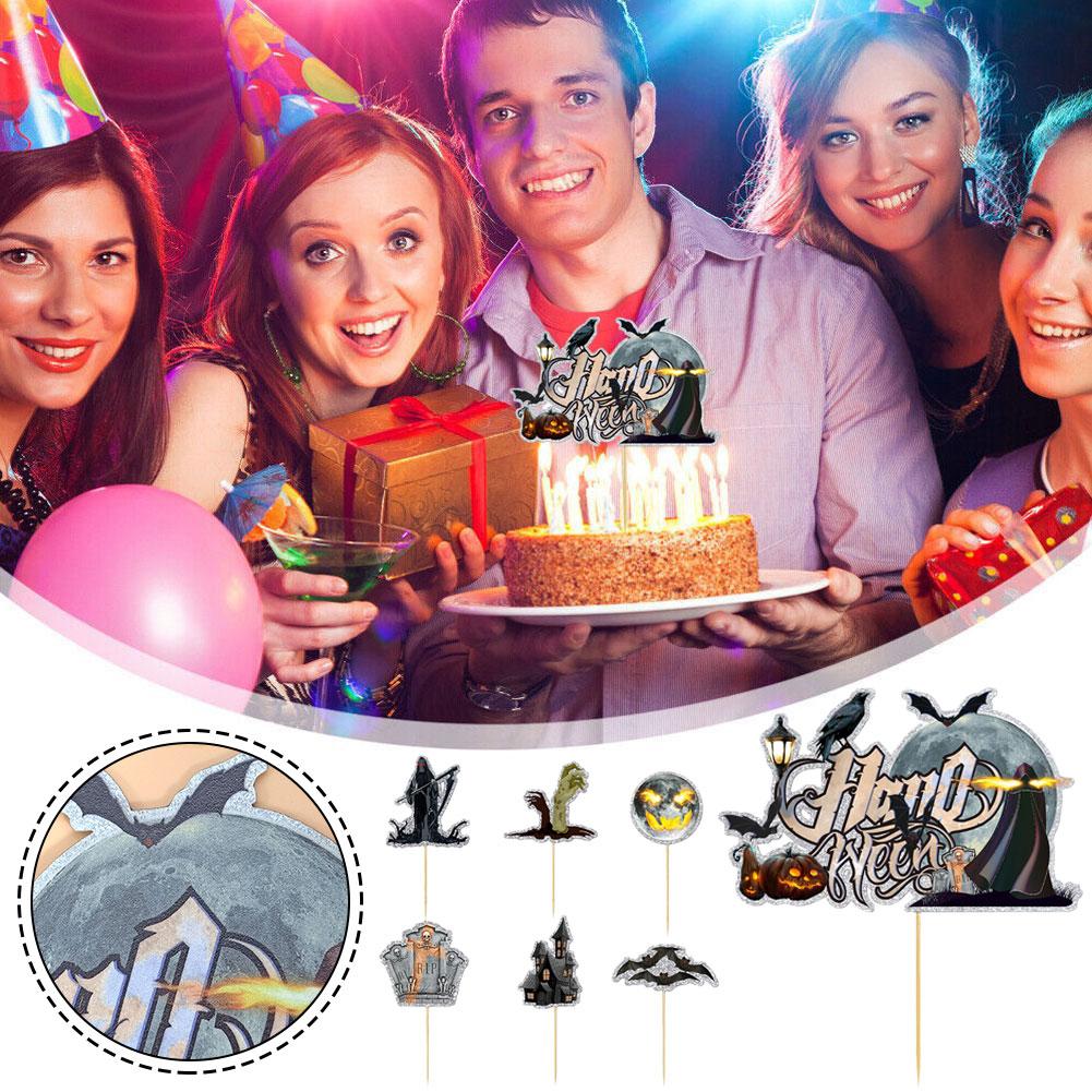 

Halloween Theme Cake Plug-in Party Party Decorations Skeleton Alternative Ghost Spider Card Cak K1Q4