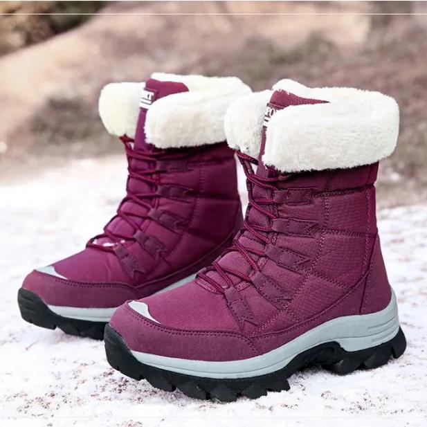 New Cotton Shoes Waterproof and Cold Proof Long Boots for Women Outdoor with Thick Velvet and Warmth Snow Boots