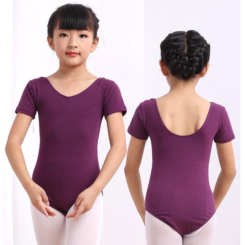 Girls' Summer Ballet Dance Leotard - Short-Sleeved Gymnastics Jumpsuit for Children's Chinese Dance Training