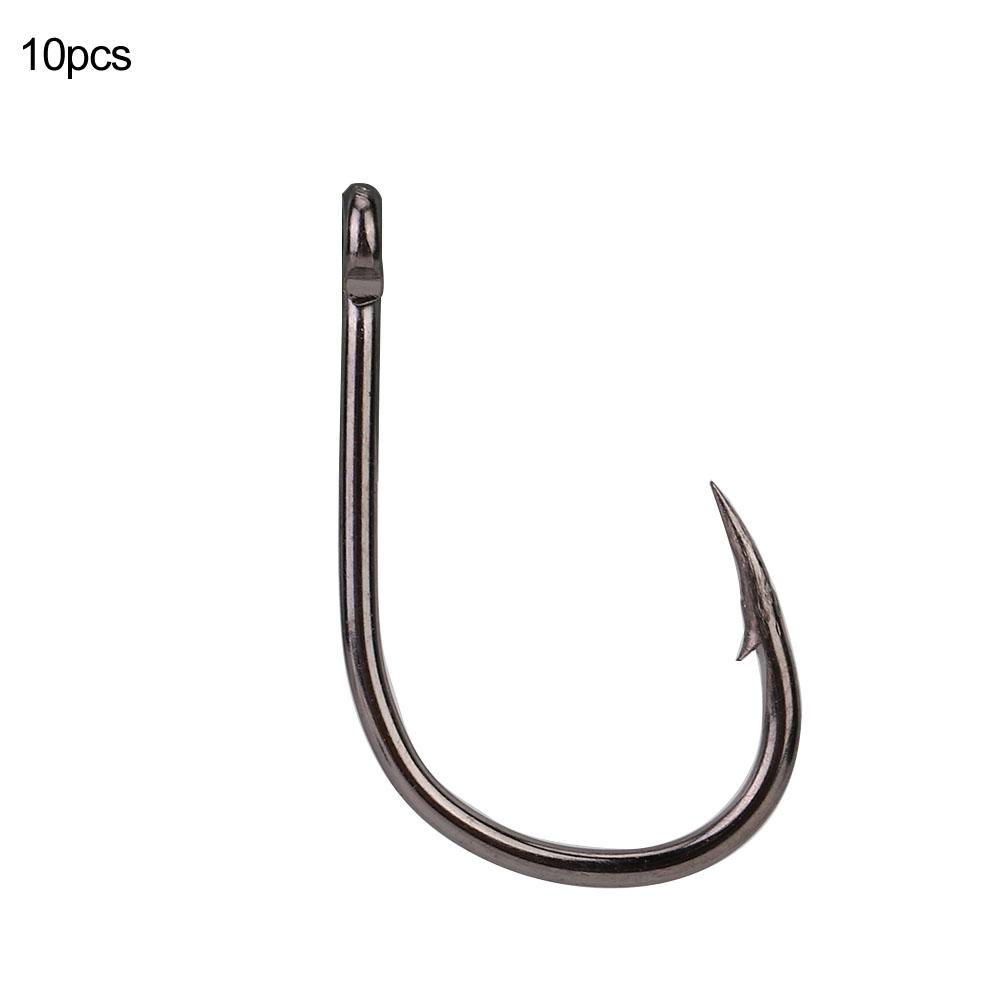100PCS High Carbon Steel Fishing Hooks with Sharp Barb Hook Fishers Accessory Black with Hole