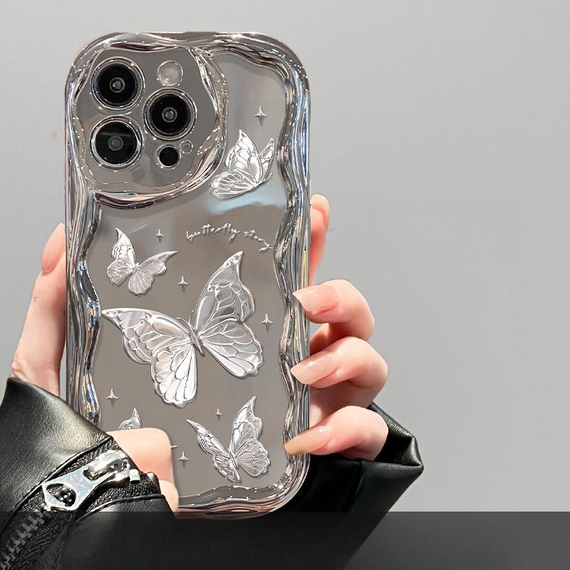 

Подходит для чехла для мобильного телефона Apple 15 IPhone 14 Перьевая пряжа Цепочка-бабочка 13promax Гальваническое серебро 12 Силиконовый Противоударный iPhone 6s Plus