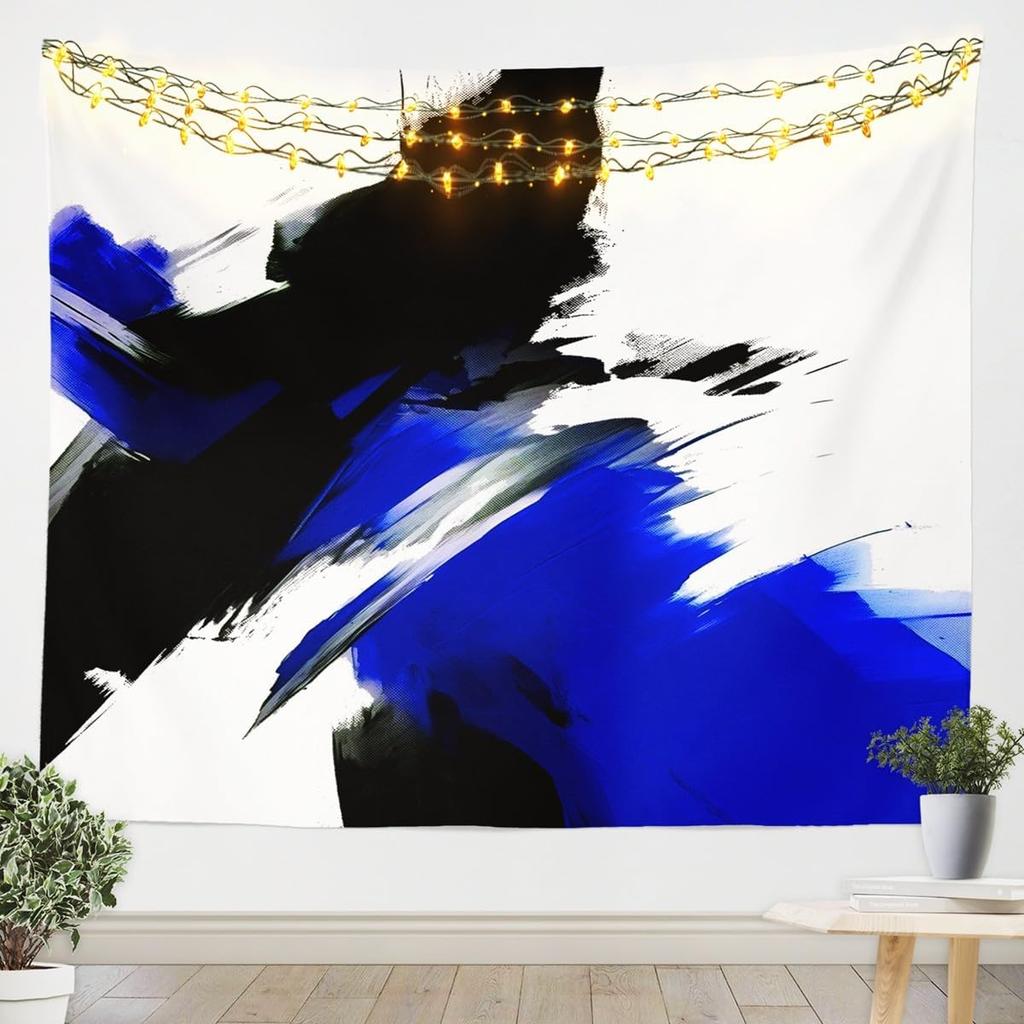 Purple Black White Tapestry Size Kids Abstract Geometric Wall Art for Boys Girls Teens Modern Minimalist Wall Hanging Blanket
