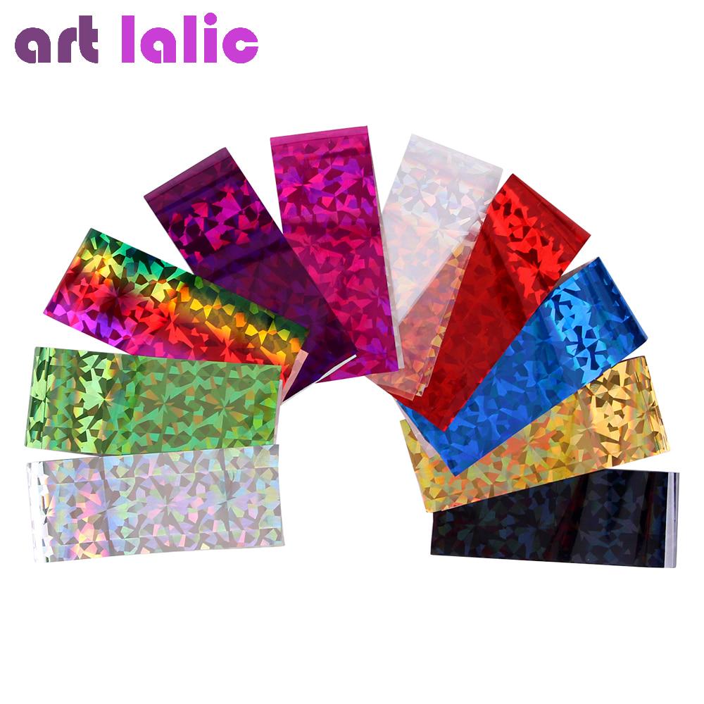 12pcs Laser Rhombus Pattern Nail Transfer Stickers Starry Sky Stickers Nail Foil Nail Art Decoration