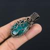 Natural Blue Baltic Amber Gemstone Handmade Copper Wire Wrap Pendant 2.56" H9y35