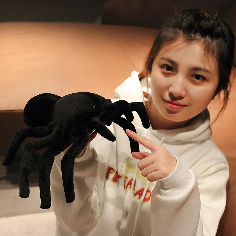 Creative Children'S Funny Simulation Black Big Spider Plush Toy Doll Halloween Black Devil Spider Horror Costume