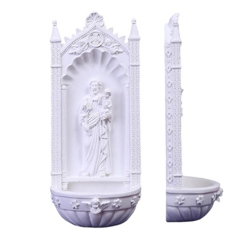 St Anthony Statue White Resin Religious Sculpture Saints Holy Statue Figurine For Book Shelve Study Room Home Decor Gifts