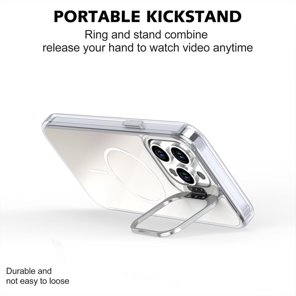 For iPhone 15 Pro Max Case Compatible with MagSafe TPU + Acrylic Gradient Phone Cover with Kickstand