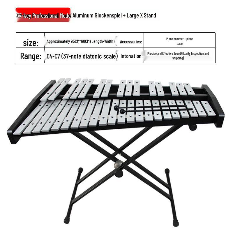 Professional Marimba Rosewood & Aluminum Xylophone, 32-37 Tone Percussion Steel Tongue Drum