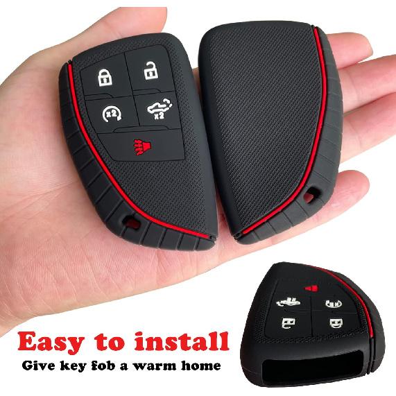 TANDRIVE Key Fob Cover For -2025 2026 Chevy Silverado 1500 GMC Sierra 1500, 2024-2026 Silverado Sierra 2500HD 3500HD, Silicone, 2-Pack, Black