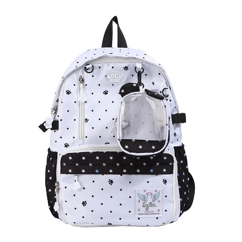 Schoolbag wholesale solid color schoolbag female cute girl polka dot high value junior high school students large capacity small fresh backpack