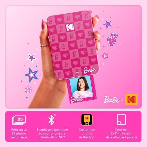 Super Merchant Barbie X Kodak Step Slim Instant Mobiele Fotoprinter Kleur Zink 5x7.5cm 1Ppm, Bluetooth, Roze
