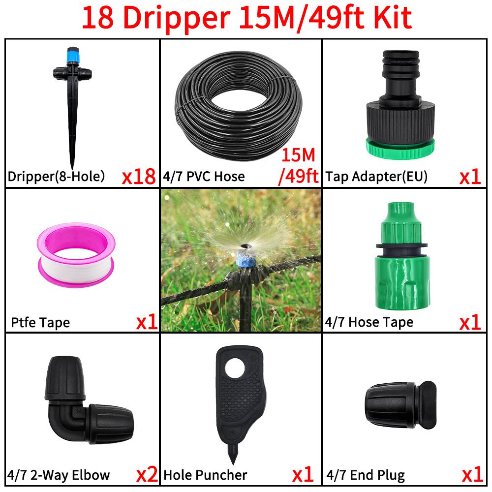 1/4" Adjustable Flow Sprayer Drip Irrigation Kit with Lock Barbed for Automatic Watering,Ideal for Garden,Farm,Bonsai,Flowers