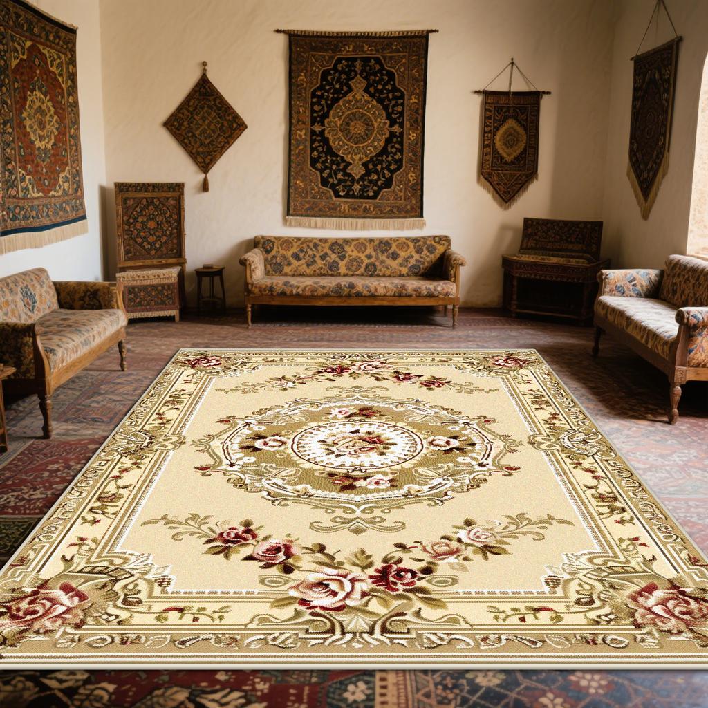 Persian Light Luxury Carpet for Living Room Non-slip Bohemian Decoration Bedroom Lounge Rug European Tatami Mat Washable Lounge