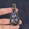 K2 Blue Azurite Gemstone Copper Wire Wrap Jewelry Pendant 2.84"