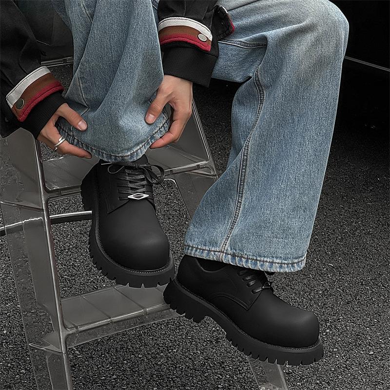 Thick-soled big-headed leather shoes for men and women couples, the same niche single shoes, casual height-increasing derby shoes 1036-J