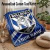 Canterbury-Bankstown Bulldogs Custom Flannel Throw Blanket Print Your Name Text Soft Warm Blanket Holiday Present