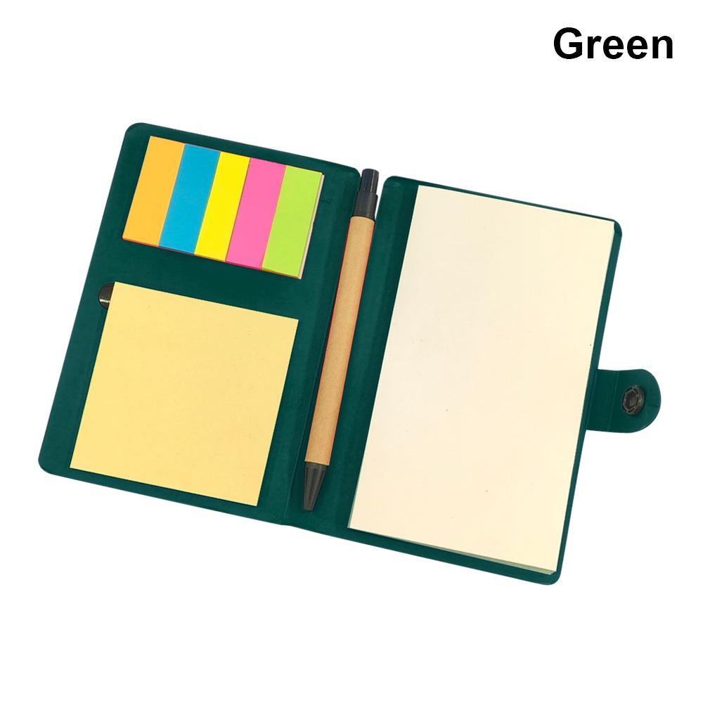 

1Pcs Minimalist Note Pads Book Multifunctional Label Stickers Notebook with Sticky Notes and Pen Memo Pad Student Stationery зелений