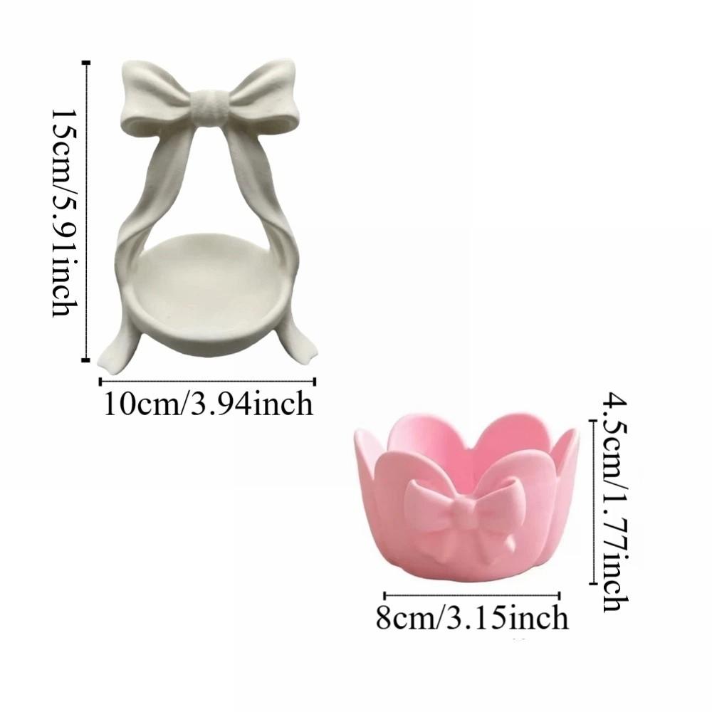 Simple Design Jewelry Tray Plastic Material Key Storage Box Fashion Bowknot Storage Dish  Daily