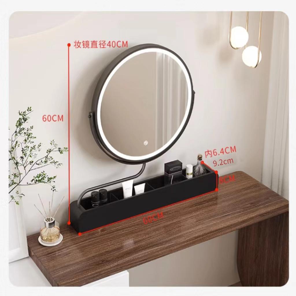 dressing table, storage box mirror, light luxury, rotatable, stretchable desktop makeup mirror integrated