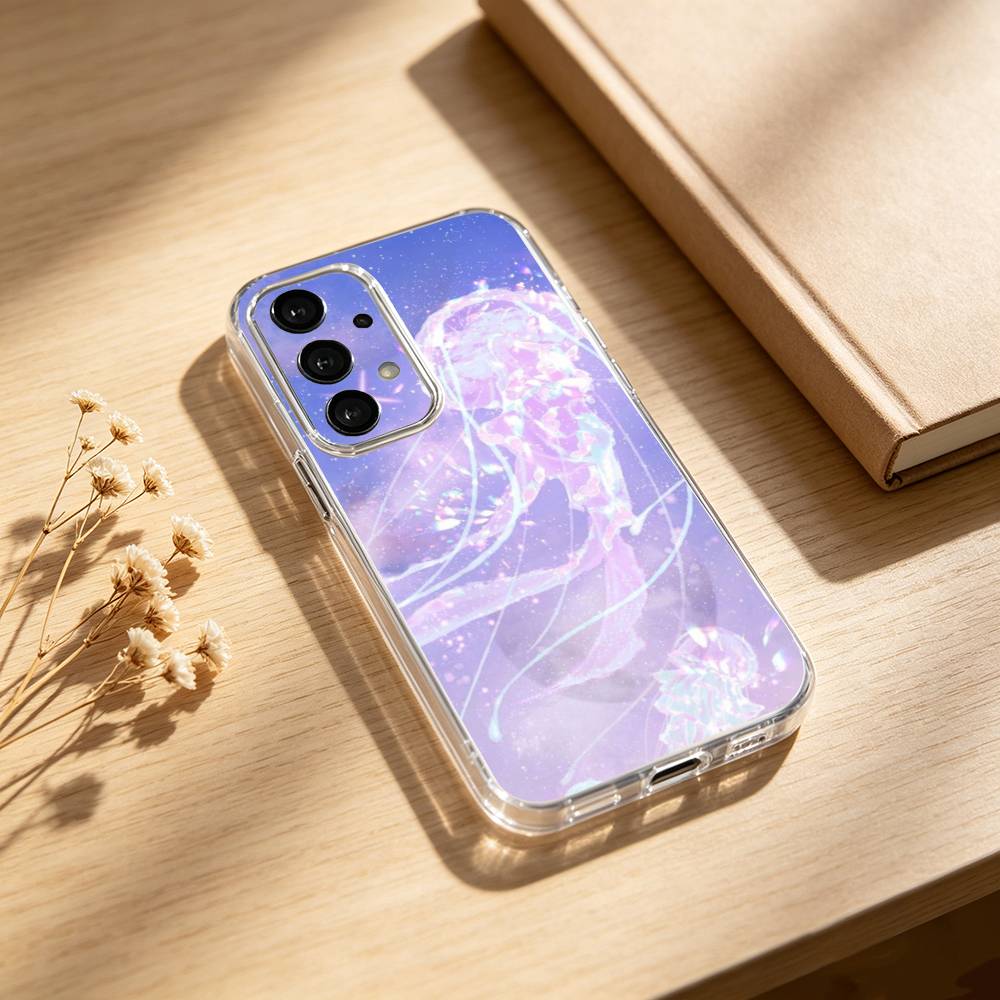 INS C-Cartoon Jellyfish phone Case For Samsung S25,24,21,22,23,30,Ultra,20,Plus,Fe,Lite,Note Transparent Cover Samsung S20ULTRA5G
